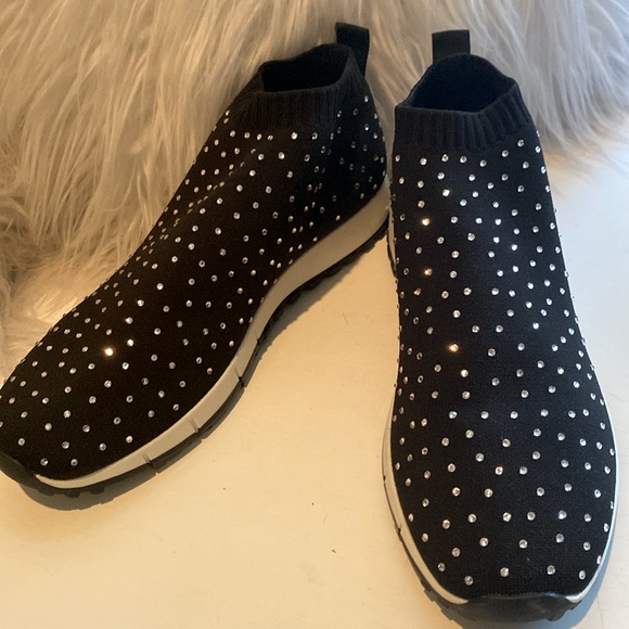 Jimmy Choo black sock sneakers with rhinestones. - Picture 2 of 4